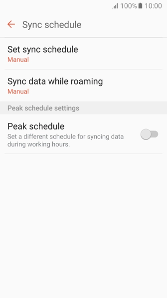 Press Set sync schedule. Press Set sync schedule.