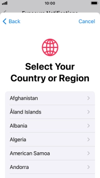 Press the required country. Press the required country.