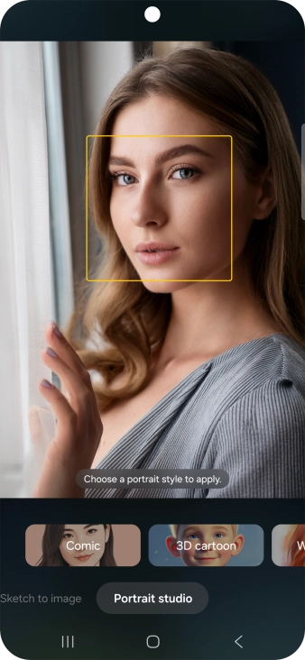 To change your portrait photos to different styles, press Portrait studio.