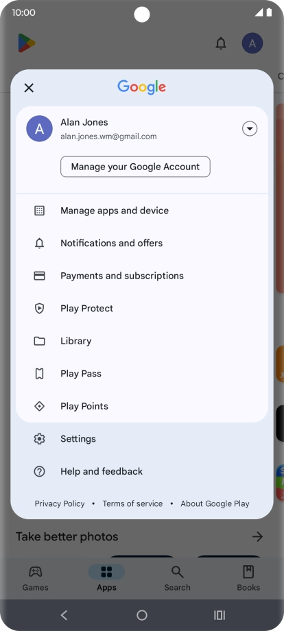 Press Manage apps and device.