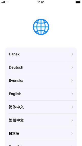 Press the required language.