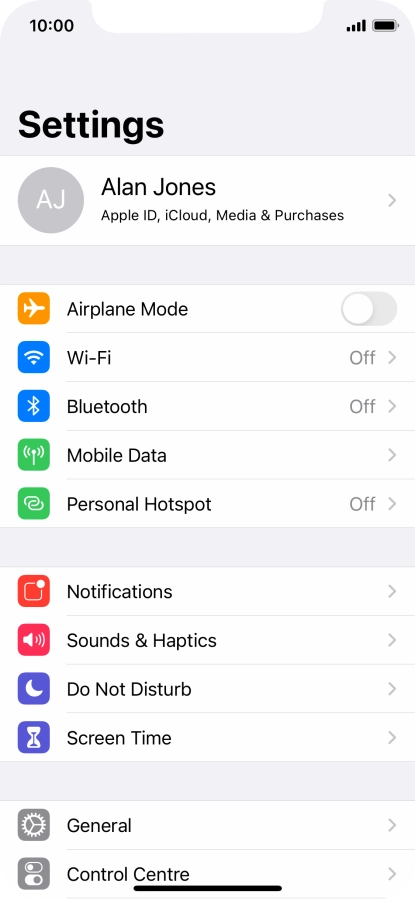 Press Mobile Data.