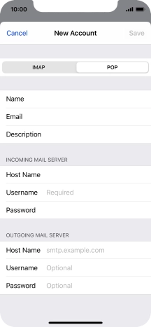 Press Username and key in the username for your email account.