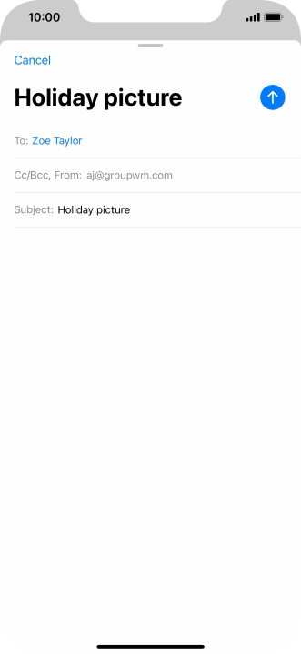 Press the text input field and write the text for your email message.