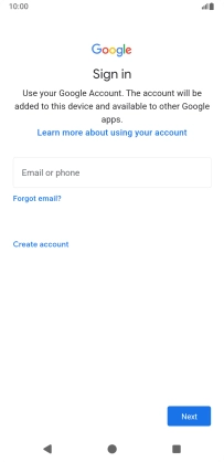 If you don't have a Google account, press Create account and follow the instructions on the screen to create an account.