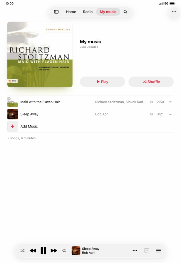 Press the song title.