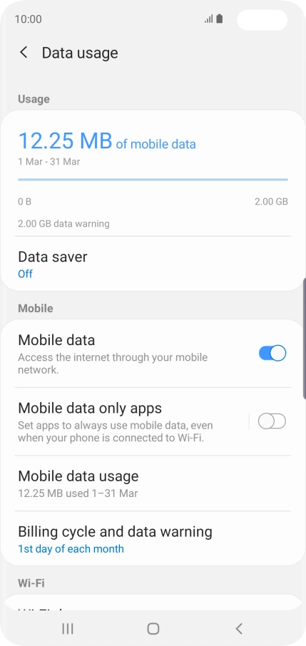 The total data usage is displayed.