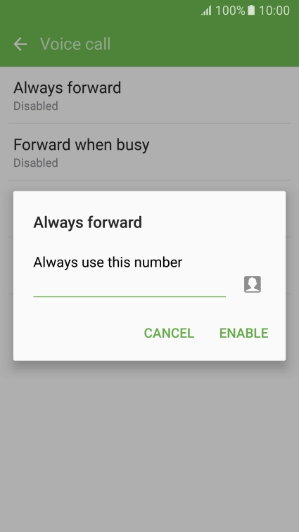 Key in (prefix) 5 (your phone number) and press ENABLE.