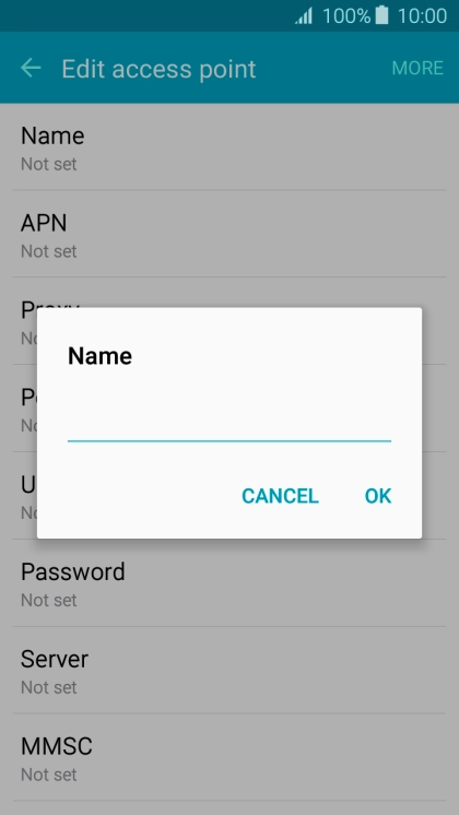 Key in Vodafone Internet and press OK.
