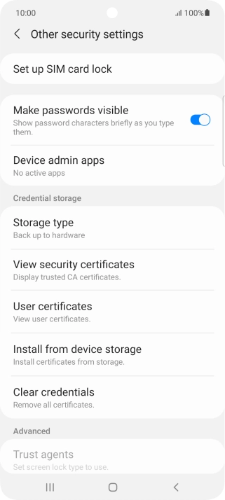 Press Set up SIM card lock. Press Set up SIM card lock.