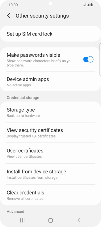 Press Set up SIM card lock. Press Set up SIM card lock.