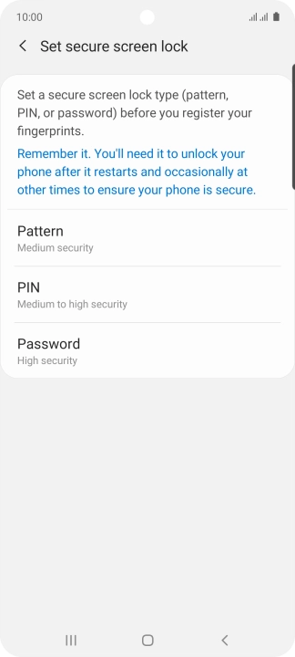 Press the required phone lock code and follow the instructions on the screen to create an additional phone lock code.