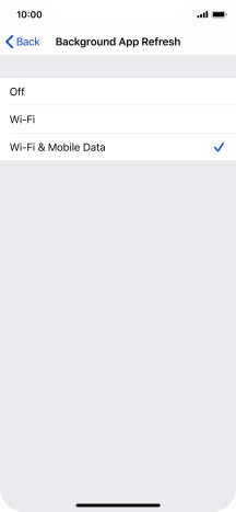 To turn off background refresh of apps, press Off. To turn off background refresh of apps, press Off.