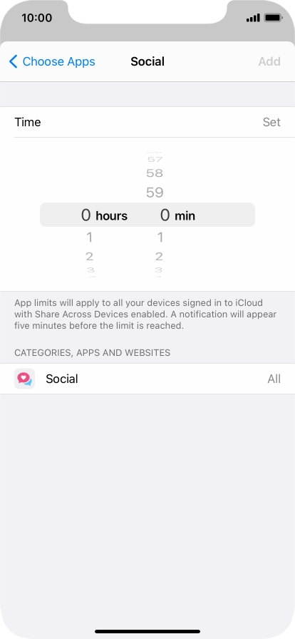 Set the required time limit for use of the selected category. Set the required time limit for use of the selected category.