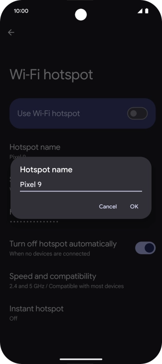 Key in the required Wi-Fi hotspot name and press OK. Key in the required Wi-Fi hotspot name and press OK.