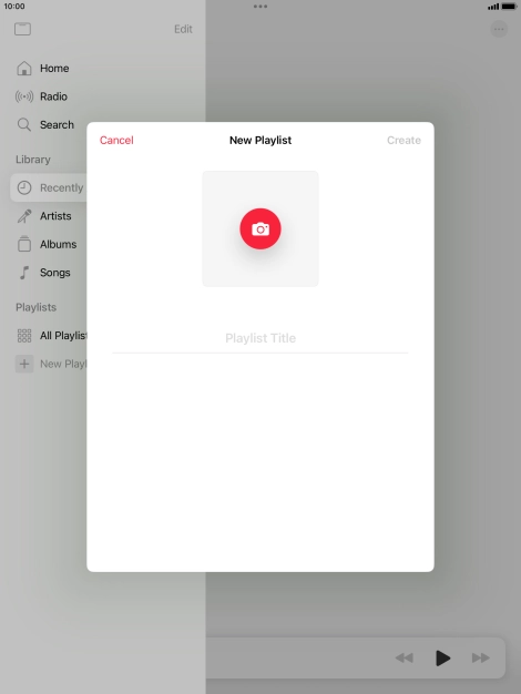 Press the text input field and key in a name for the playlist. Press the text input field and key in a name for the playlist.