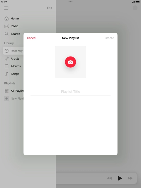 Press the text input field and key in a name for the playlist. Press the text input field and key in a name for the playlist.