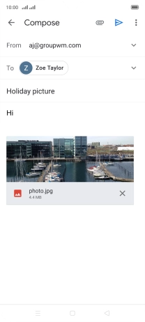 Press the send icon when you've finished your email message. Press the send icon when you've finished your email message.