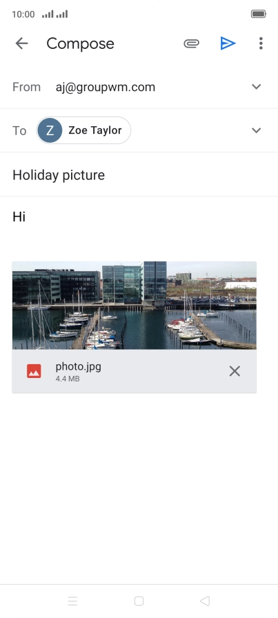 Press the send icon when you've finished your email message. Press the send icon when you've finished your email message.