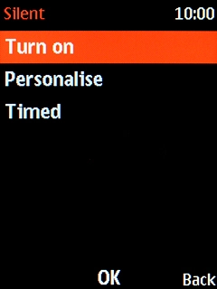 Select Turn on to turn on silent mode.