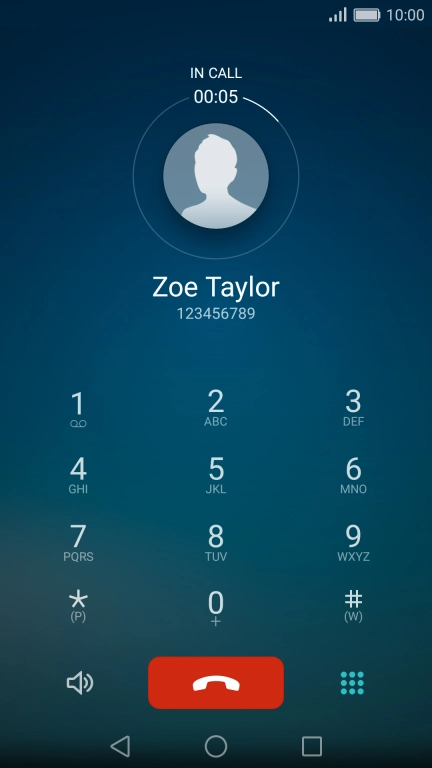 Press the end call icon.