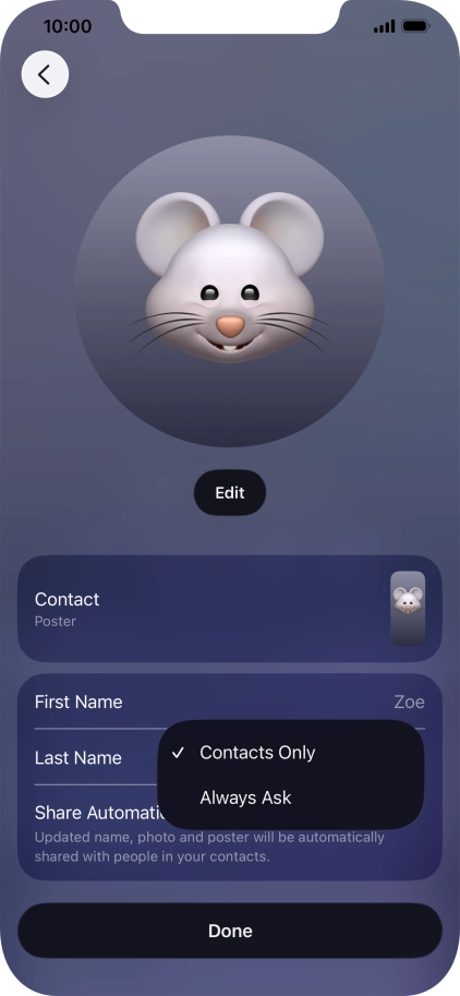 Press the required setting. Press the required setting.