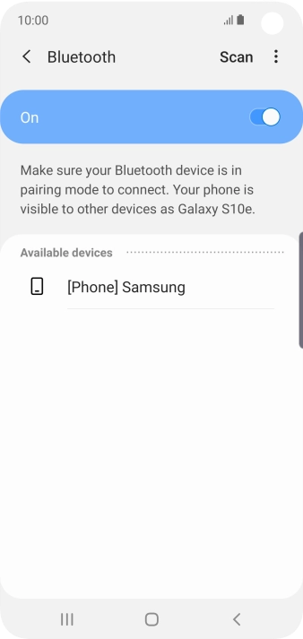 Press the required Bluetooth device and follow the instructions on the screen to pair the device with your phone. Press the required Bluetooth device and follow the instructions on the screen to pair the device with your phone.