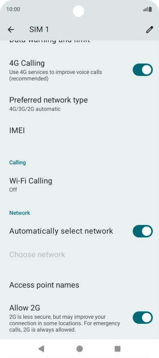 Press Preferred network type. Press Preferred network type.