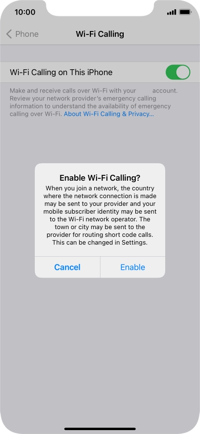 If you turn on the function, press Enable. If you turn on the function, press Enable.