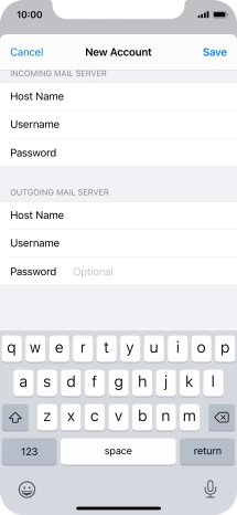 Press Password and key in the password for your email account. Please note that if you're using Vodafone's outgoing server, leave the password field empty.