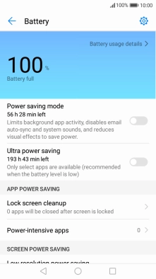 Press the indicator next to the required setting to turn on low power mode.