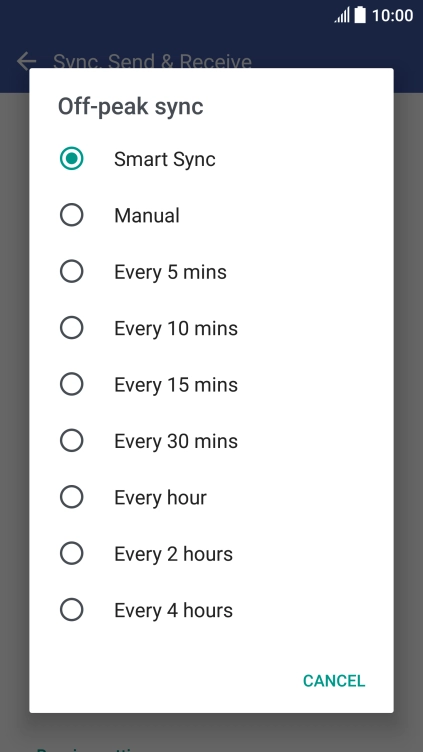 Press the required setting.