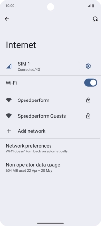 Press the required Wi-Fi network.