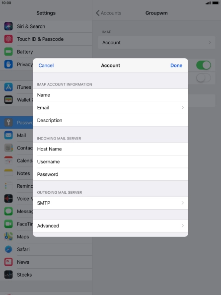 Press SMTP. Press SMTP.