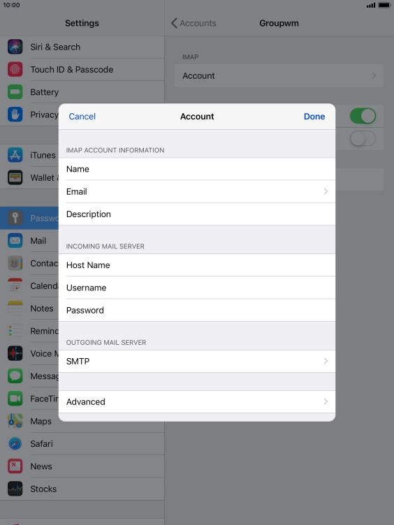 Press SMTP. Press SMTP.