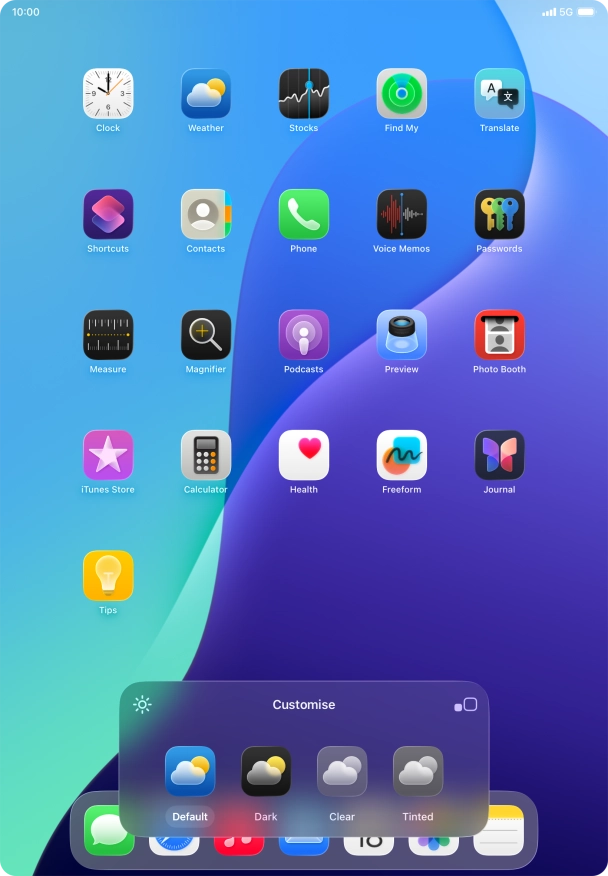 Press the required setting to select the size of app icons on the home screen. Press the required setting to select the size of app icons on the home screen.