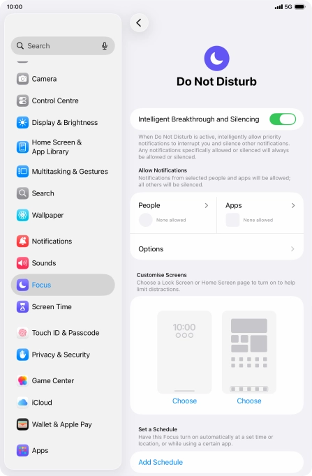 Press People and follow the instructions on the screen to select which contacts you would like to receive calls and notifications from when Do Not Disturb is turned on. Press People and follow the instructions on the screen to select which contacts you would like to receive calls and notifications from when Do Not Disturb is turned on.