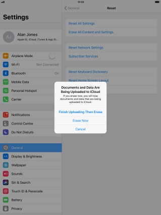 Press the required setting. Press the required setting.