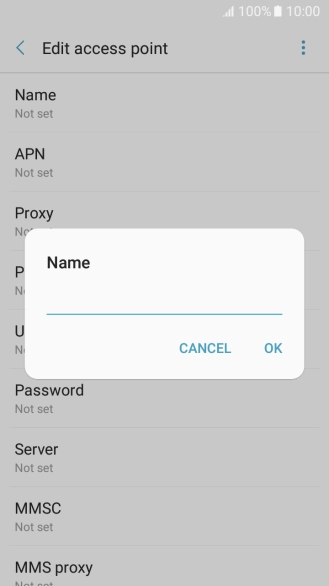 Key in Vodafone Internet and press OK.