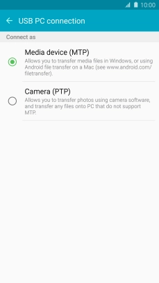 Press Media device (MTP) to turn on the function. Press Media device (MTP) to turn on the function.