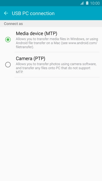 Press Media device (MTP) to turn on the function. Press Media device (MTP) to turn on the function.