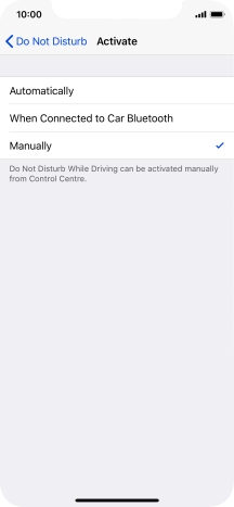 Press the required setting.
