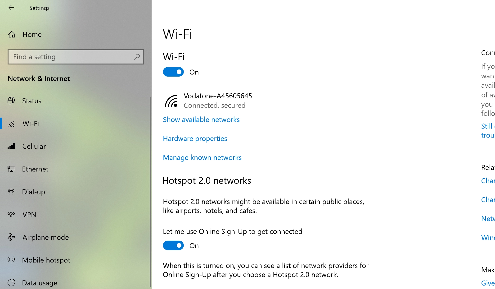 Click Manage known networks.