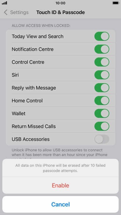 If you turn on the function, press Enable. If you turn on the function, press Enable.