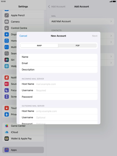 Press IMAP.