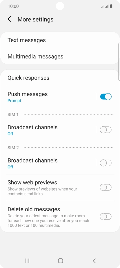 Press Text messages.