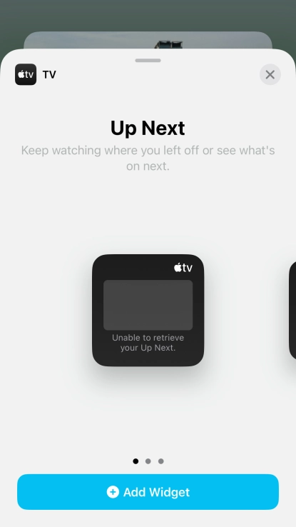 Slide your finger right or left on the screen to select the required widget size.