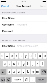 Press Username and key in the username for your email account. Press Username and key in the username for your email account.
