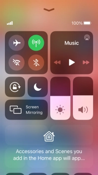 Press the required function to open an application or turn the function on or off. Press the required function to open an application or turn the function on or off.