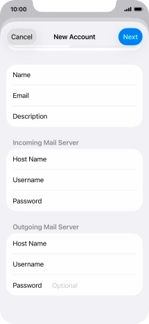 Press Password and key in the password for your email account. Please note that if you're using Vodafone's outgoing server, leave the password field empty.